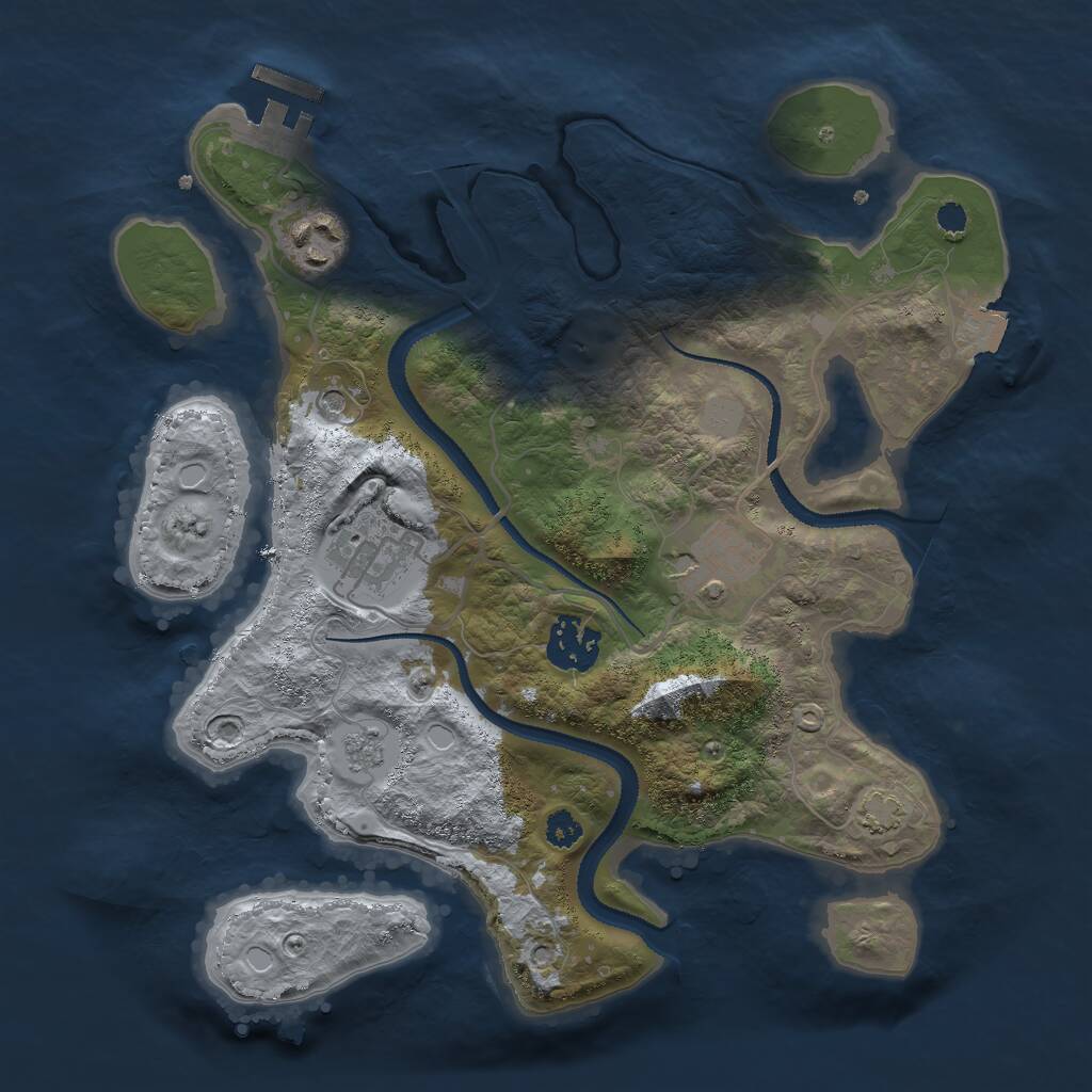 Rust Map: Procedural Map, Size: 3000, Seed: 45754955, 9 Monuments
