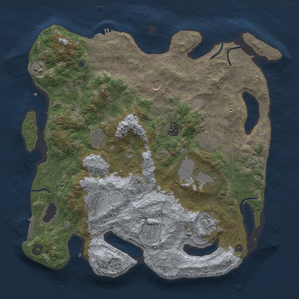 Rust Map: Procedural Map, Size: 4000, Seed: 784632967, 19 Monuments