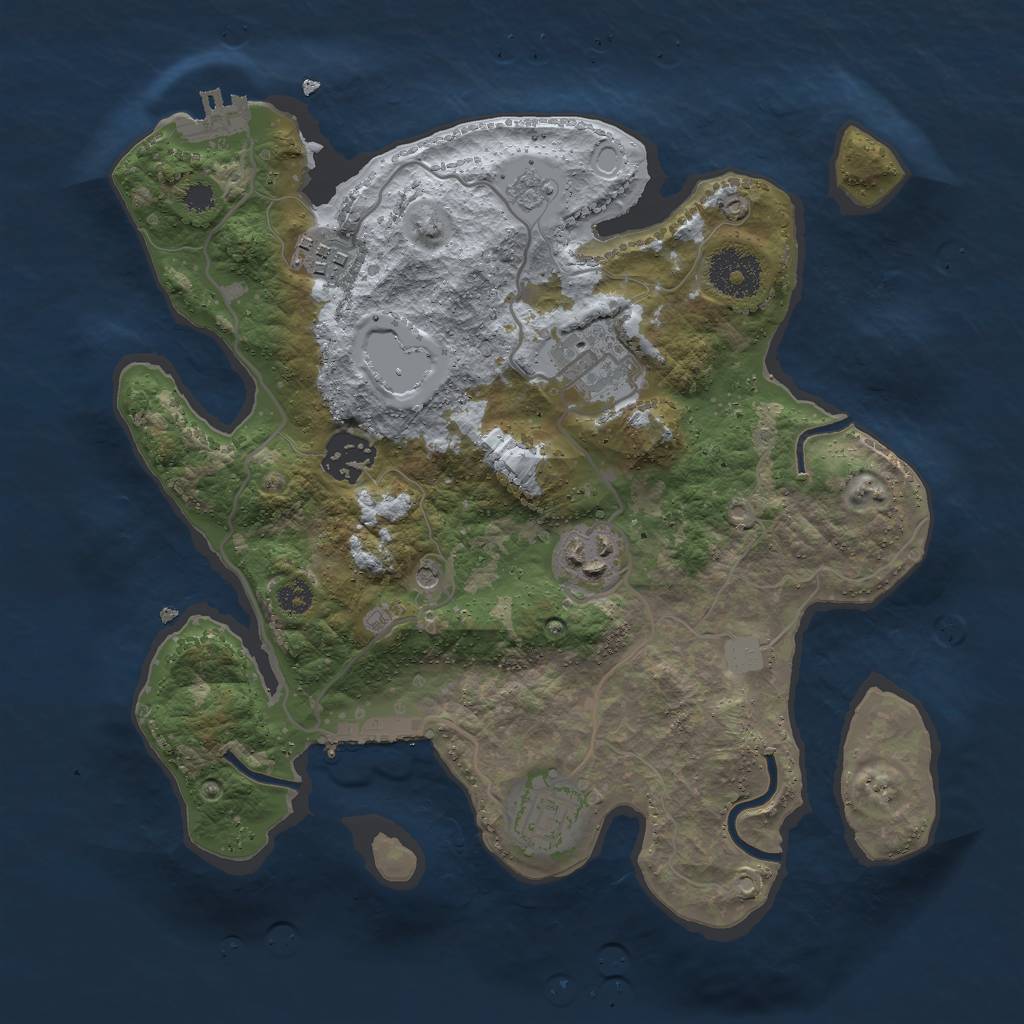 Rust Map: Procedural Map, Size: 3000, Seed: 22032370, 14 Monuments