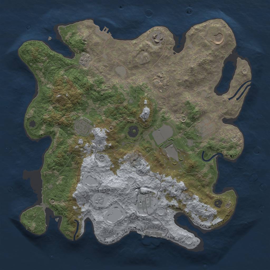 Rust Map: Procedural Map, Size: 3500, Seed: 830037697, 17 Monuments