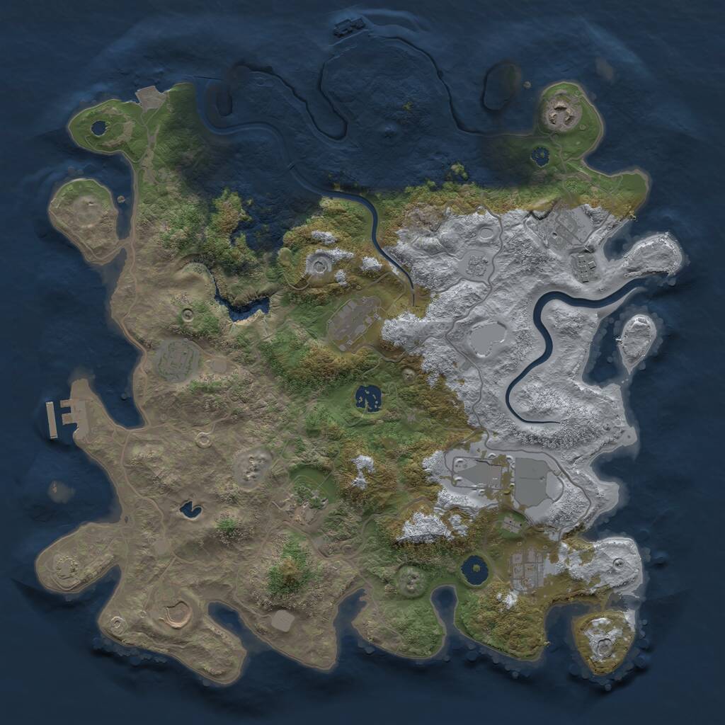 Rust Map: Procedural Map, Size: 4000, Seed: 34399, 16 Monuments
