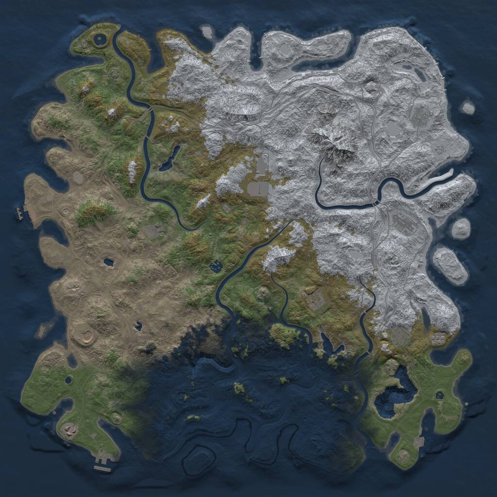 Rust Map: Procedural Map, Size: 6000, Seed: 960873290, 17 Monuments