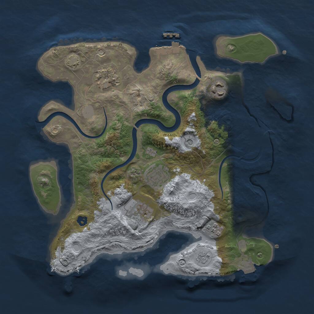 Rust Map: Procedural Map, Size: 3000, Seed: 6481350, 10 Monuments