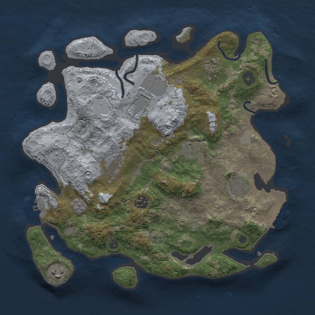 Rust Map: Procedural Map, Size: 3500, Seed: 12364, 17 Monuments