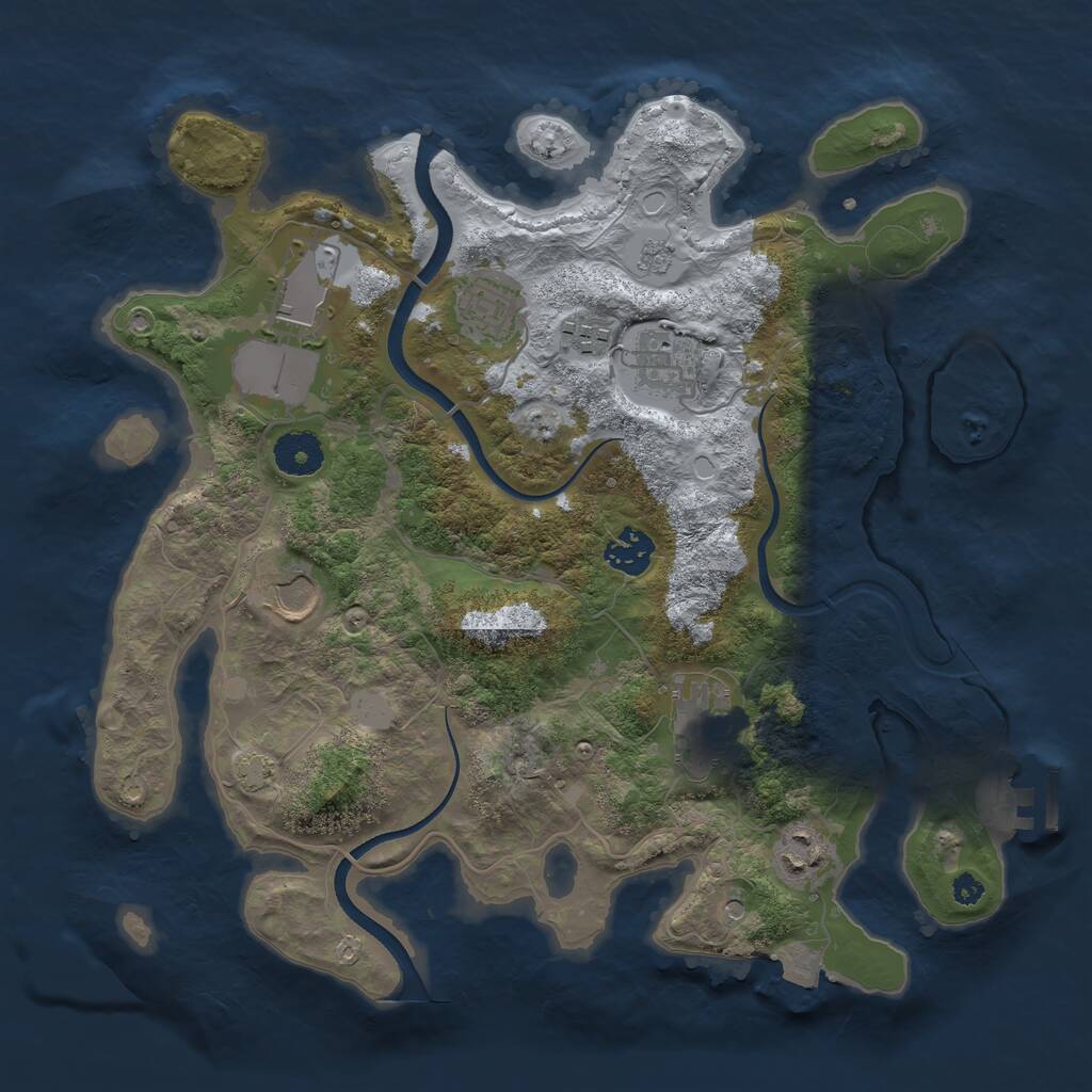Rust Map: Procedural Map, Size: 3500, Seed: 1530762588, 13 Monuments