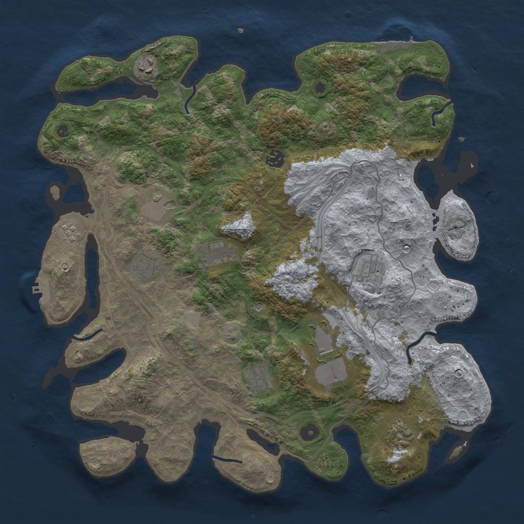 Rust Map: Procedural Map, Size: 4300, Seed: 437194095, 19 Monuments