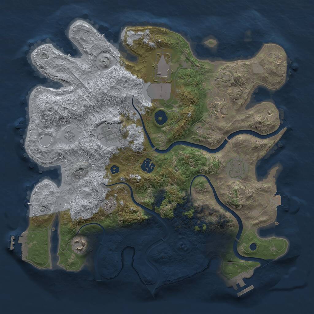 Rust Map: Procedural Map, Size: 3500, Seed: 72193457, 13 Monuments