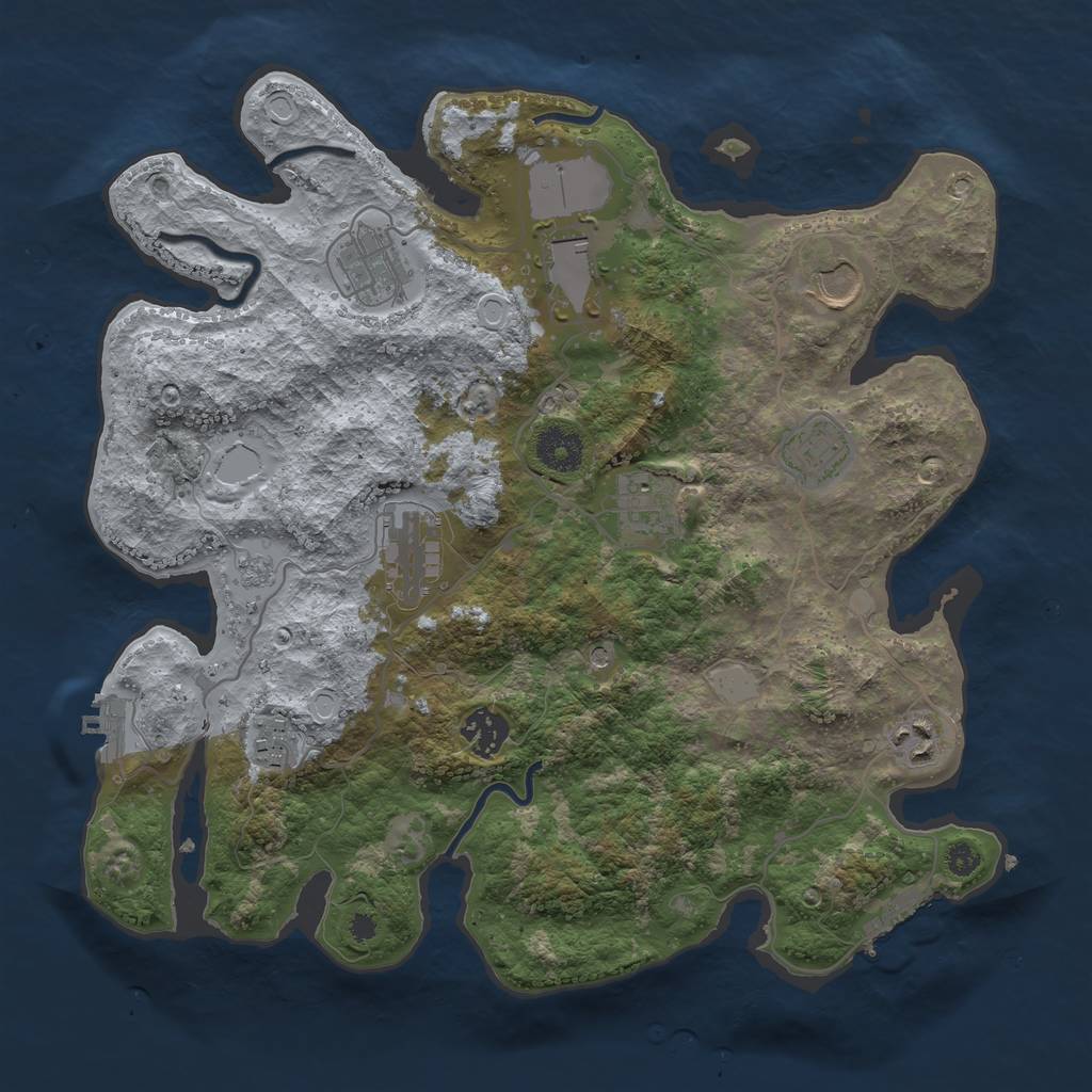 Rust Map: Procedural Map, Size: 3500, Seed: 72193457, 18 Monuments