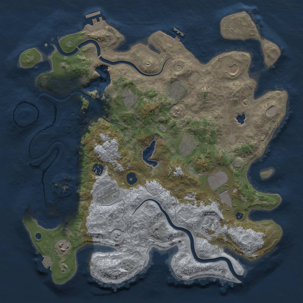 Rust Map: Procedural Map, Size: 4000, Seed: 1693053155, 16 Monuments