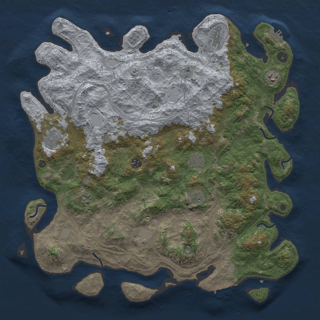 Rust Map: Procedural Map, Size: 4500, Seed: 13722, 18 Monuments