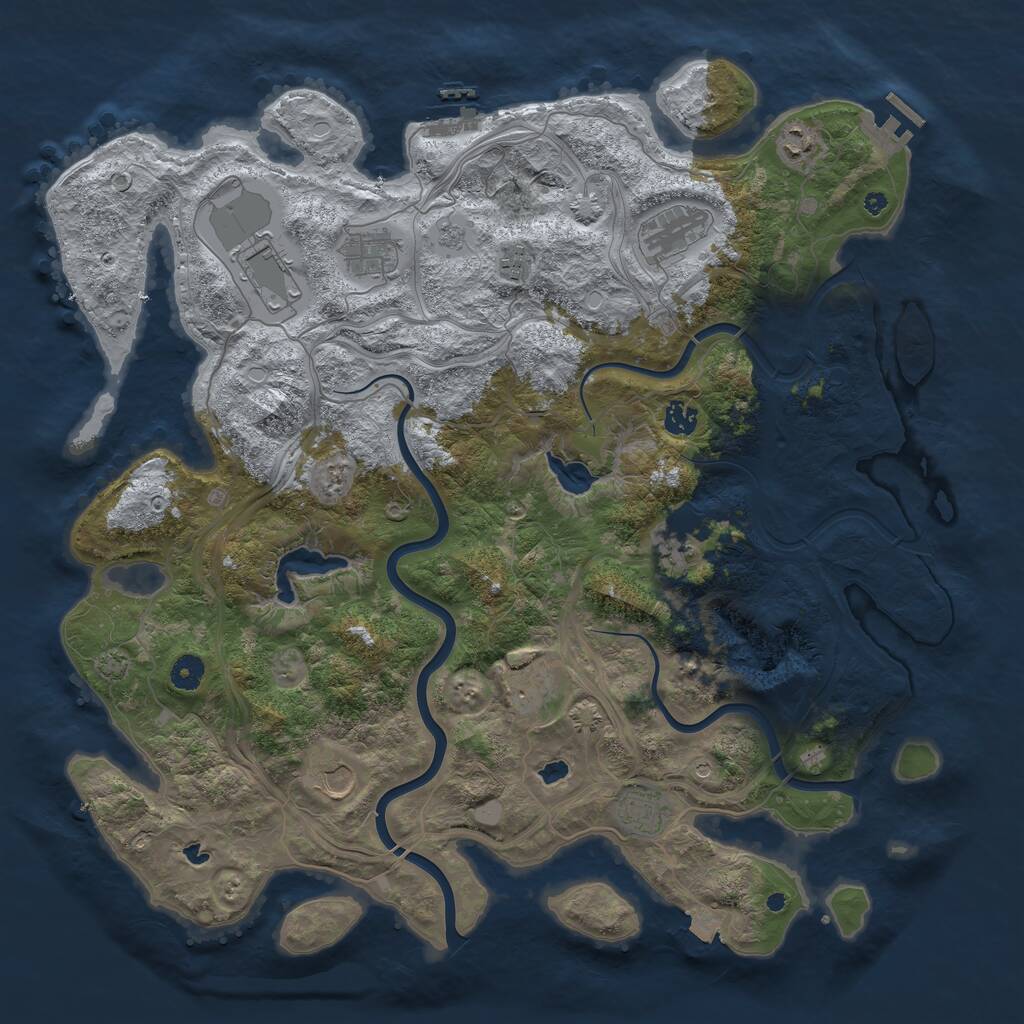 Rust Map: Procedural Map, Size: 4500, Seed: 1375741108, 16 Monuments