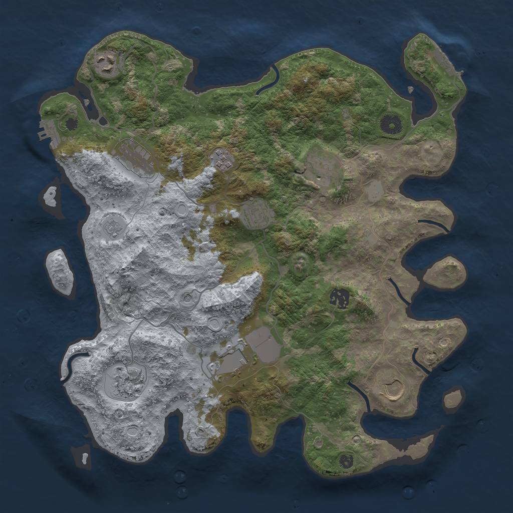 Rust Map: Procedural Map, Size: 3700, Seed: 22611, 18 Monuments
