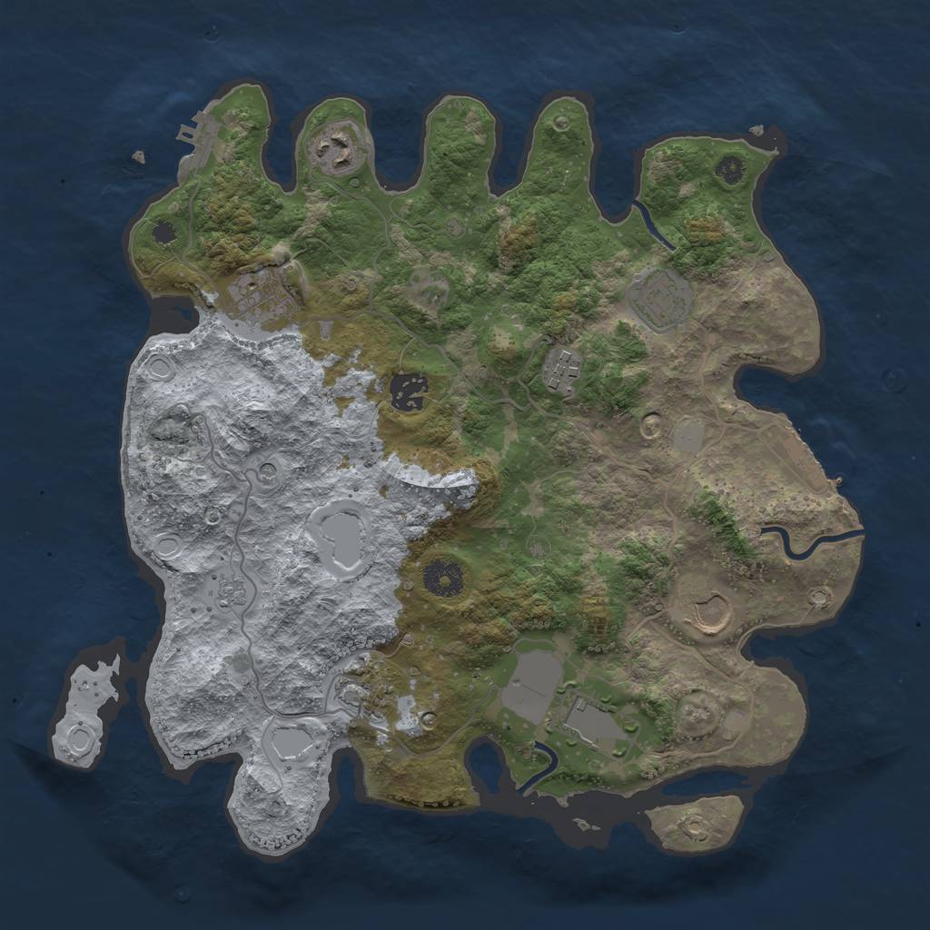 Rust Map: Procedural Map, Size: 3500, Seed: 2006407813, 17 Monuments