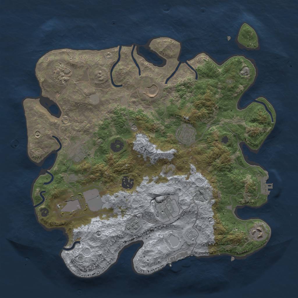 Rust Map: Procedural Map, Size: 3500, Seed: 17227724, 18 Monuments