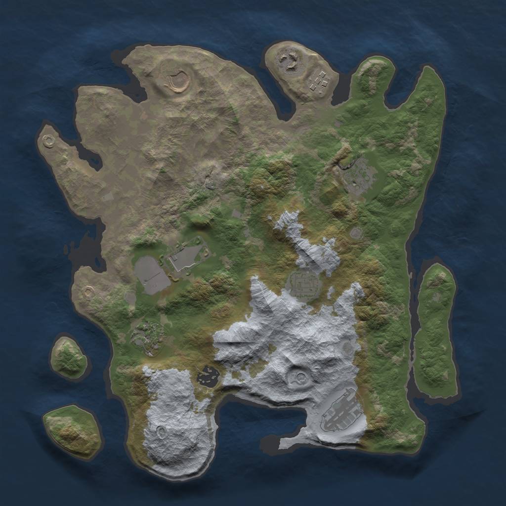 Rust Map: Barren, Size: 3500, Seed: 70994592, 12 Monuments