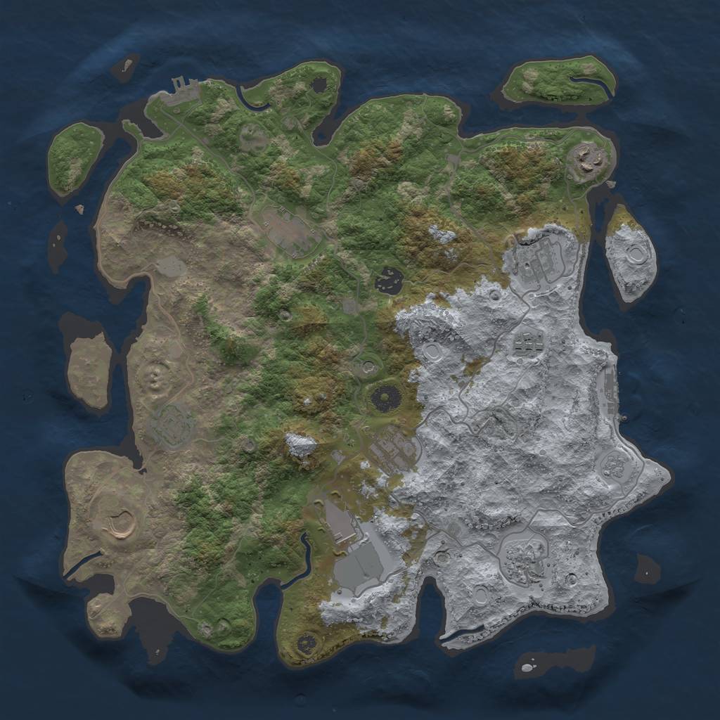 Rust Map: Procedural Map, Size: 3850, Seed: 584442496, 19 Monuments
