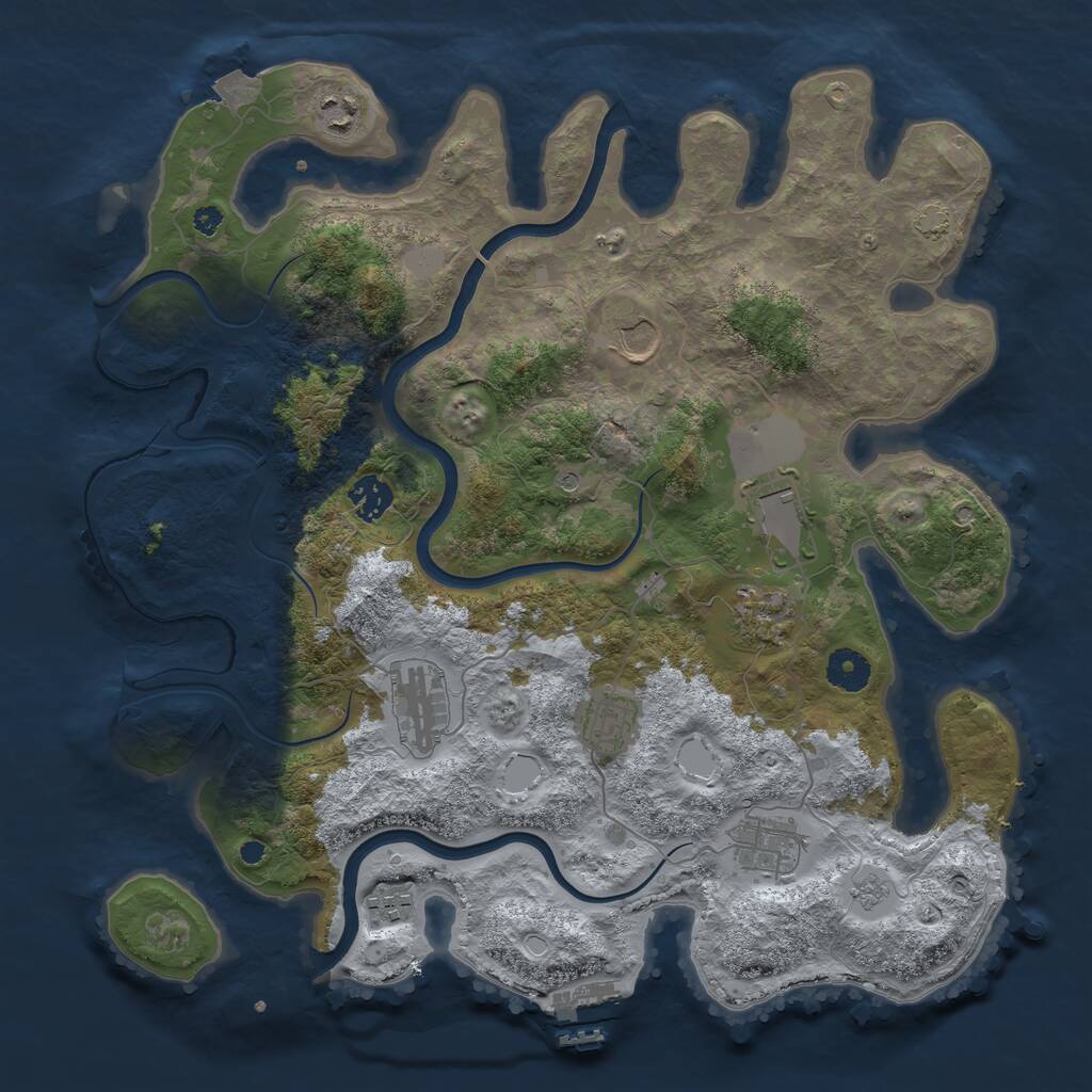 Rust Map: Procedural Map, Size: 3800, Seed: 1177015293, 14 Monuments