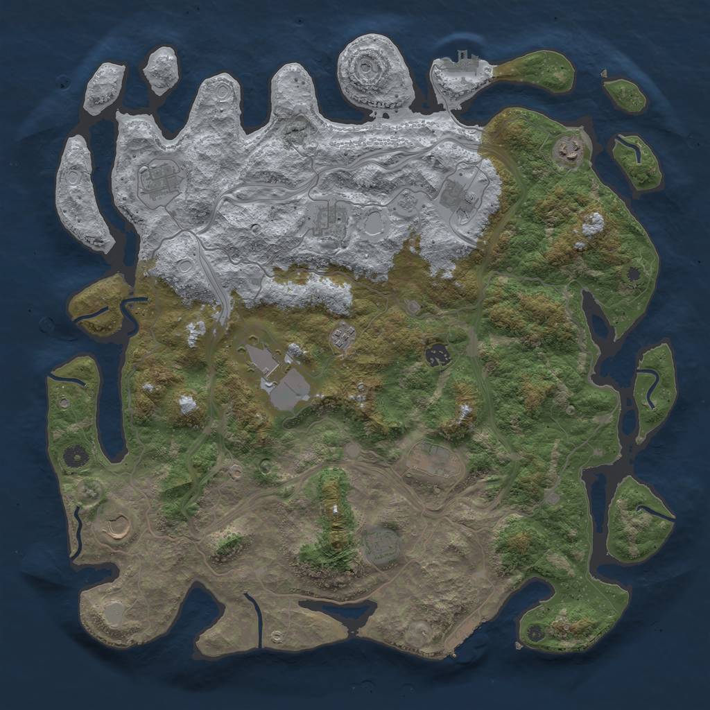 Rust Map: Procedural Map, Size: 4500, Seed: 3201212, 19 Monuments