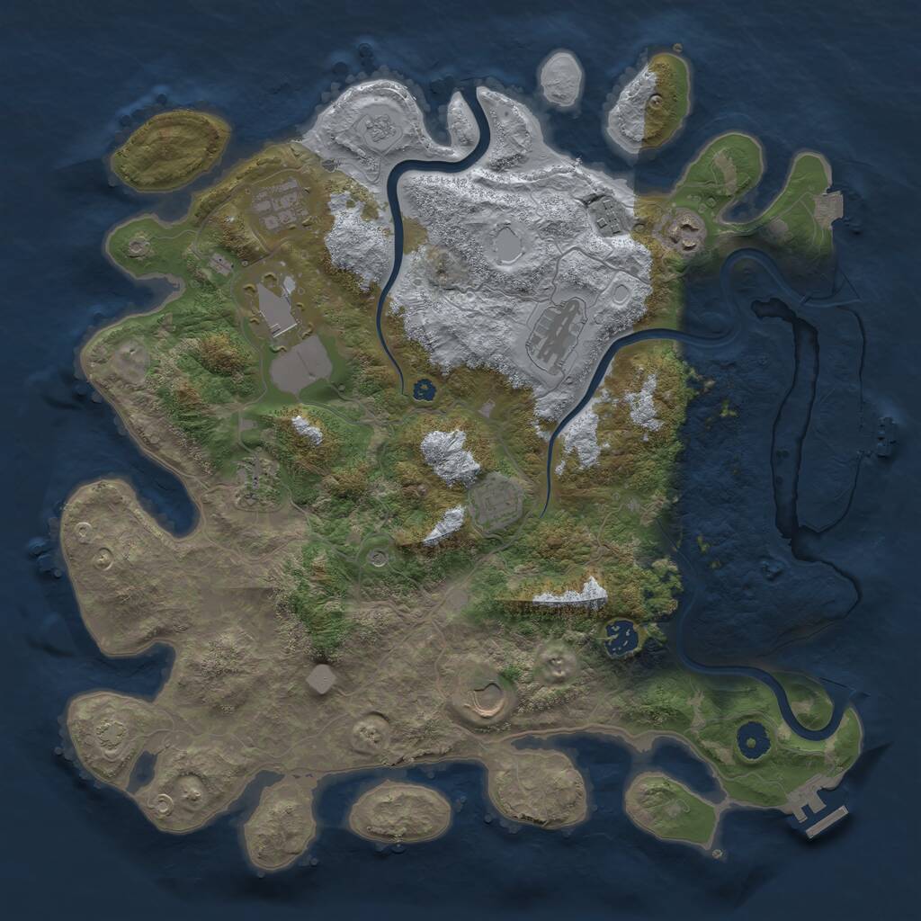 Rust Map: Procedural Map, Size: 3999, Seed: 2131609221, 15 Monuments