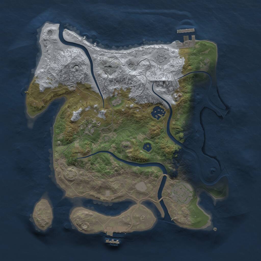 Rust Map: Procedural Map, Size: 3000, Seed: 1674142580, 9 Monuments