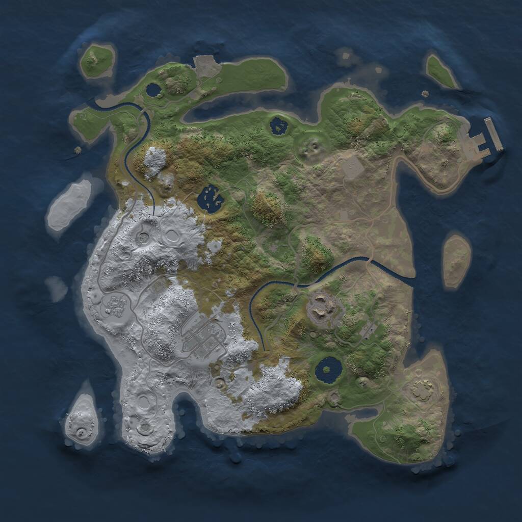 Rust Map: Procedural Map, Size: 3000, Seed: 723708077, 8 Monuments