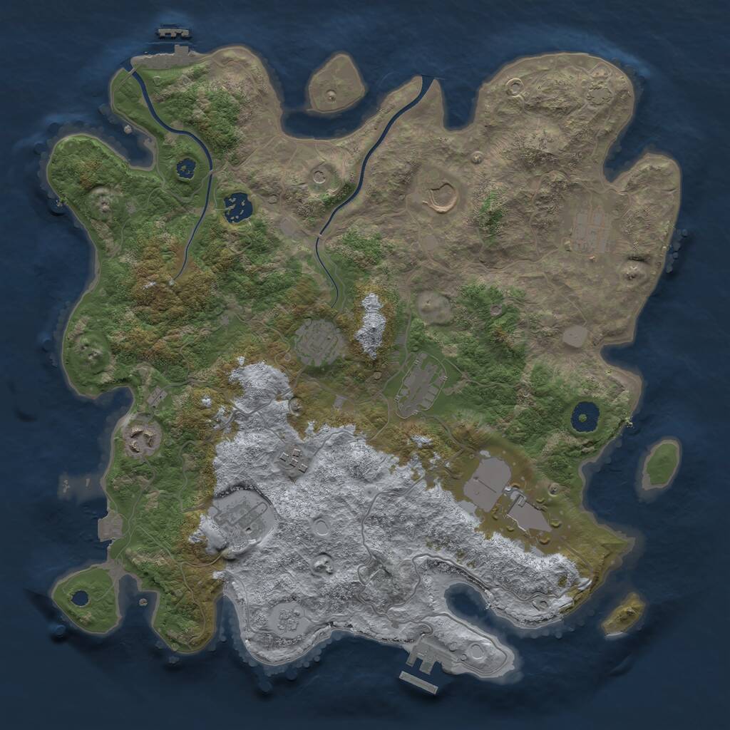 Rust Map: Procedural Map, Size: 3700, Seed: 830037697, 15 Monuments