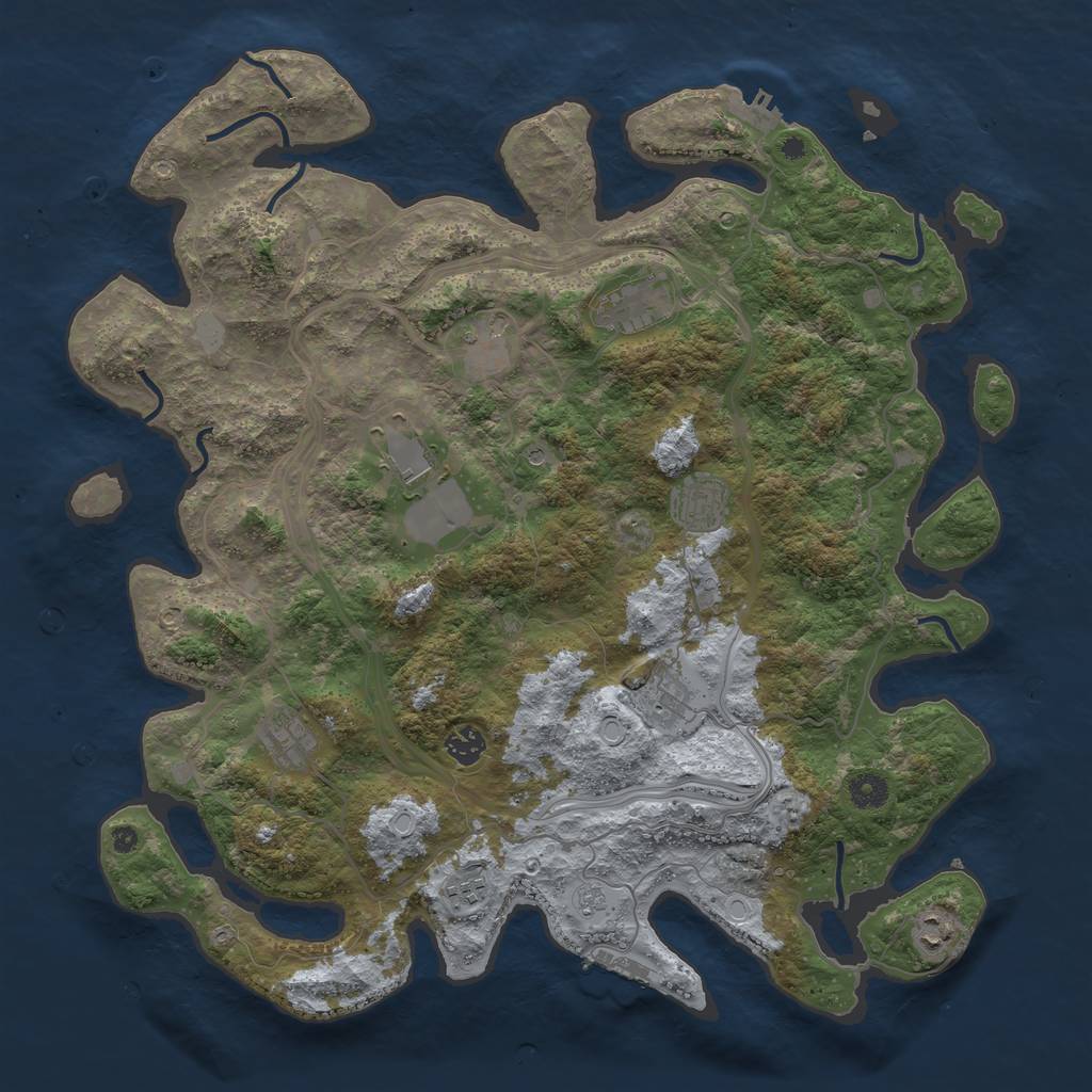 Rust Map: Procedural Map, Size: 4300, Seed: 2108804404, 18 Monuments