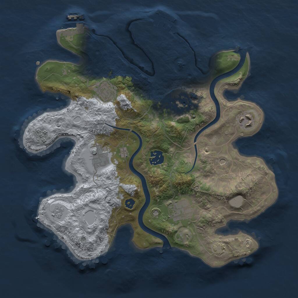 Rust Map: Procedural Map, Size: 3000, Seed: 4375, 13 Monuments