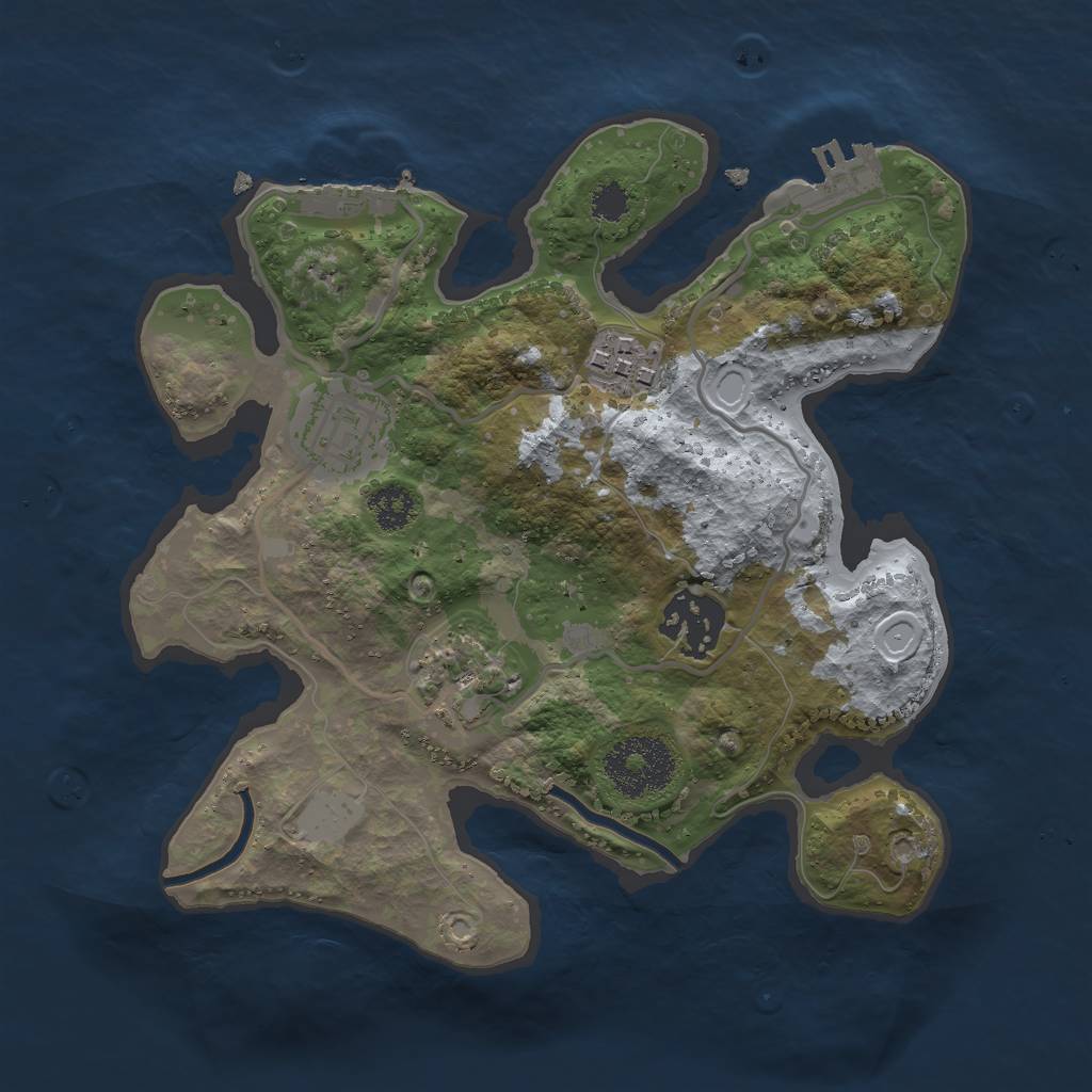 Rust Map: Procedural Map, Size: 2500, Seed: 7834095, 11 Monuments