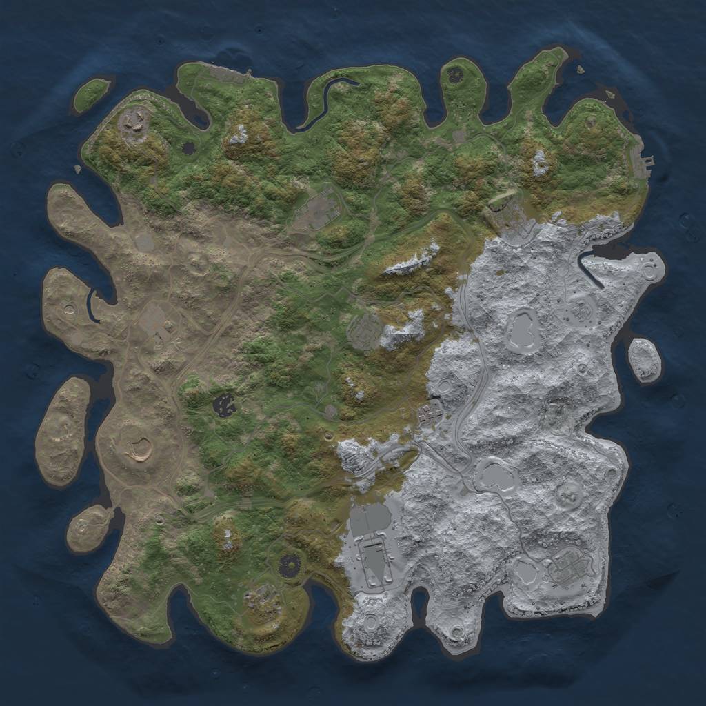 Rust Map: Procedural Map, Size: 4500, Seed: 73256887, 20 Monuments