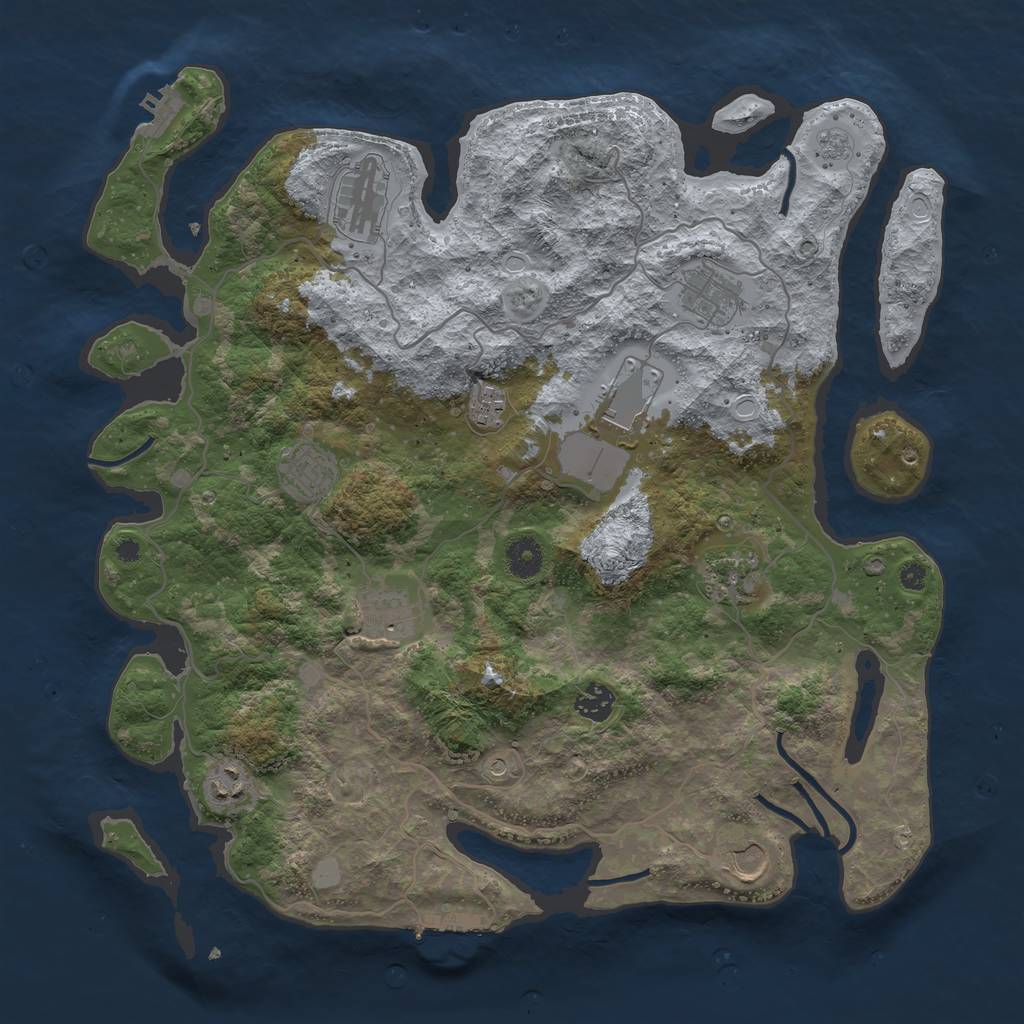 Rust Map: Procedural Map, Size: 4000, Seed: 1940, 19 Monuments