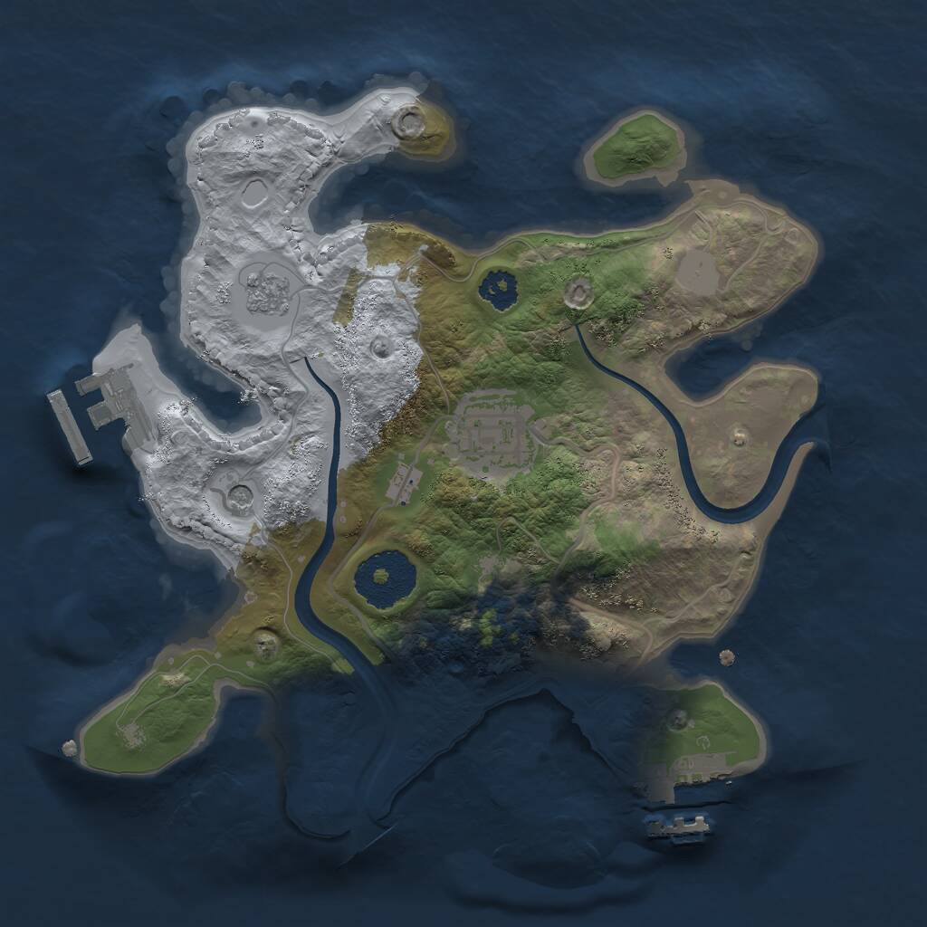 Rust Map: Procedural Map, Size: 2400, Seed: 21465, 6 Monuments