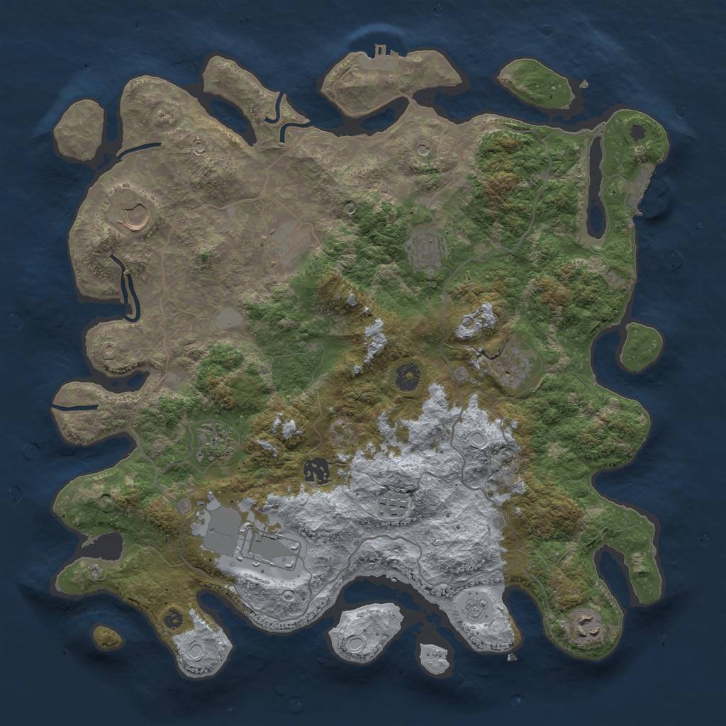 Rust Map: Procedural Map, Size: 4000, Seed: 810726304, 18 Monuments