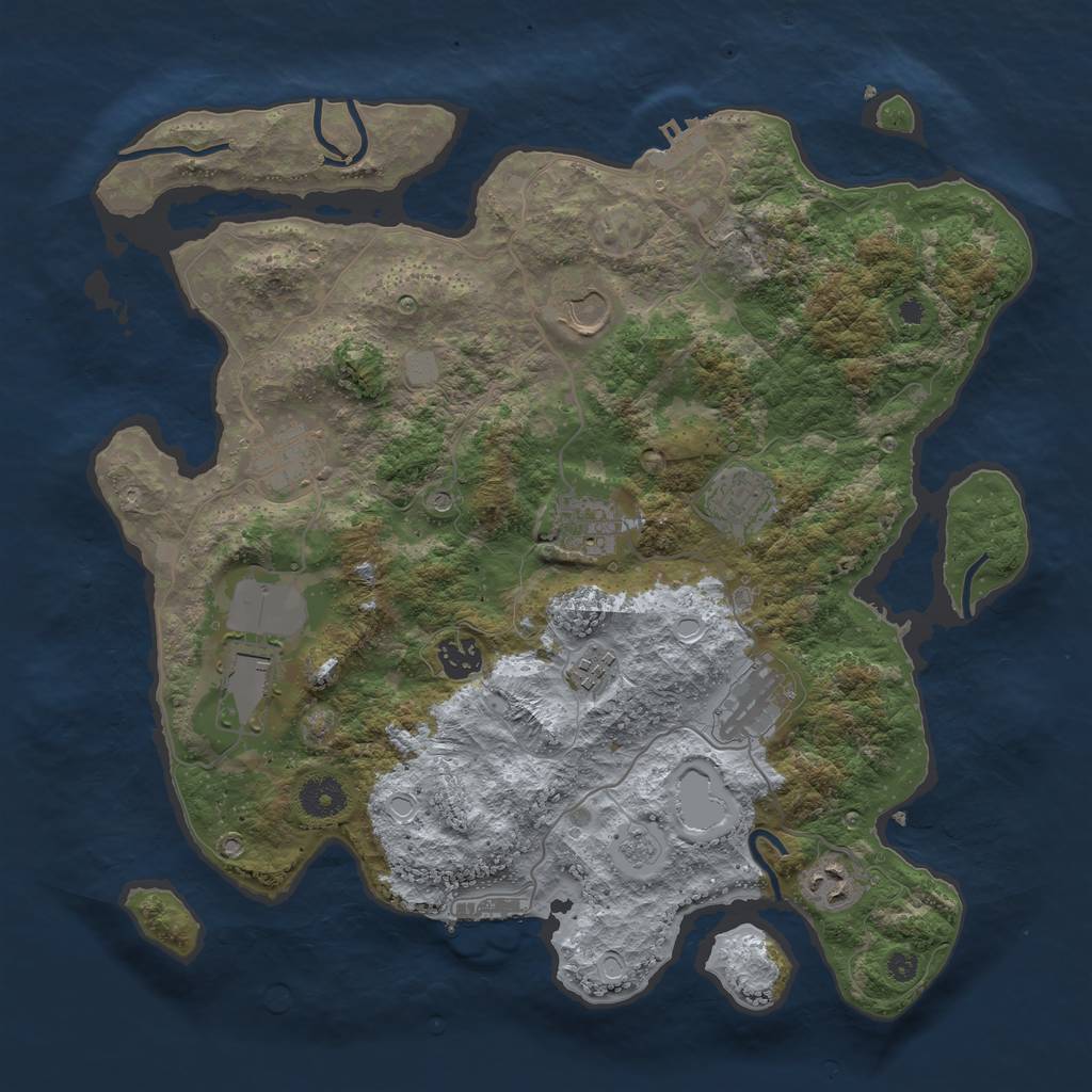Rust Map: Procedural Map, Size: 3750, Seed: 2131658781, 18 Monuments