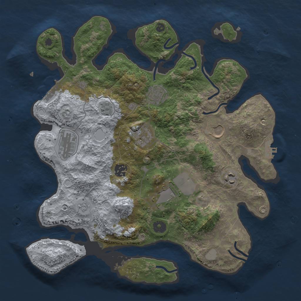 Rust Map: Procedural Map, Size: 3500, Seed: 19662, 16 Monuments