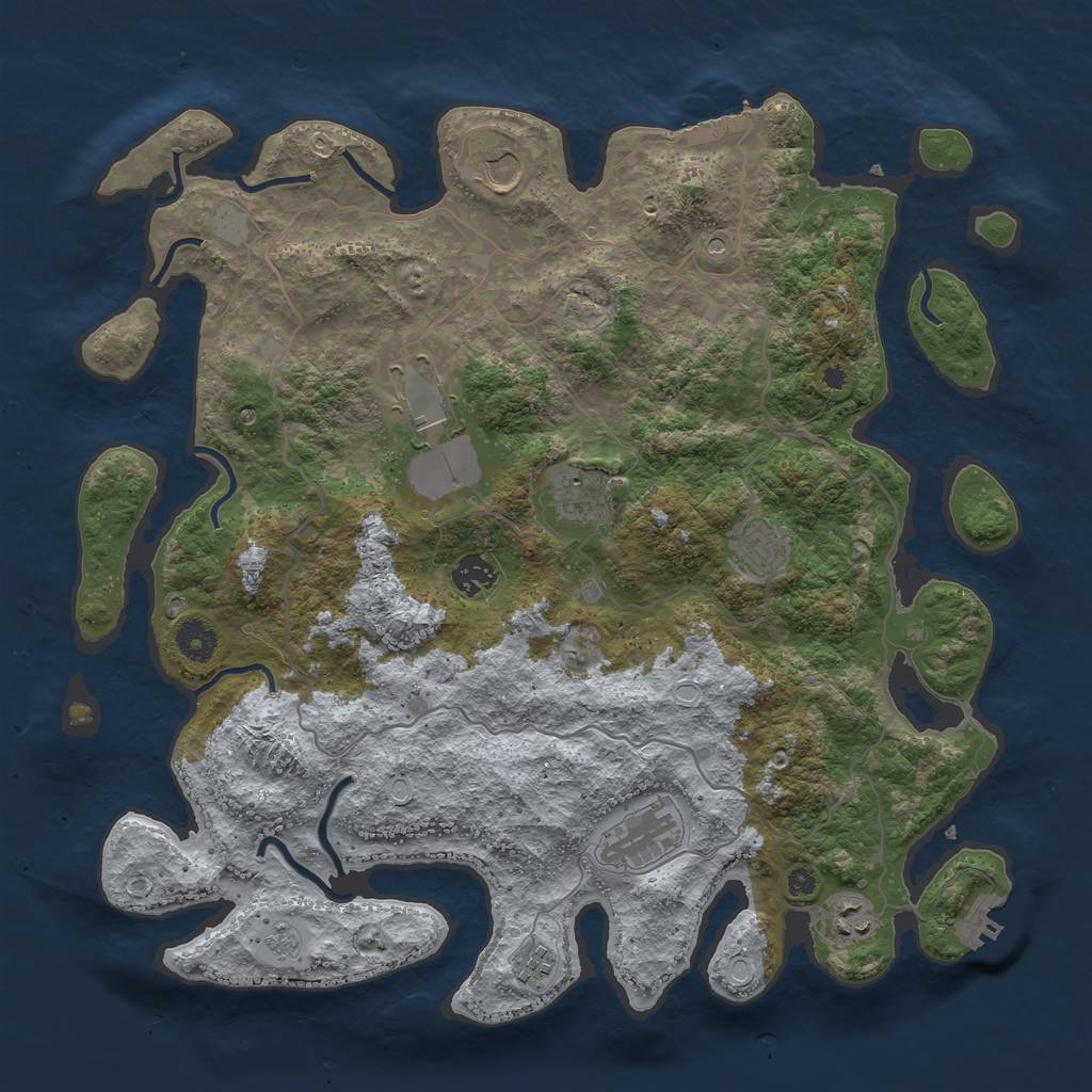 Rust Map: Procedural Map, Size: 4000, Seed: 2081059923, 17 Monuments