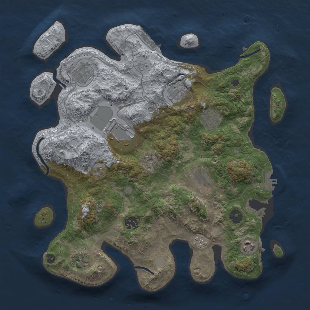 Rust Map: Procedural Map, Size: 3500, Seed: 1844687302, 18 Monuments