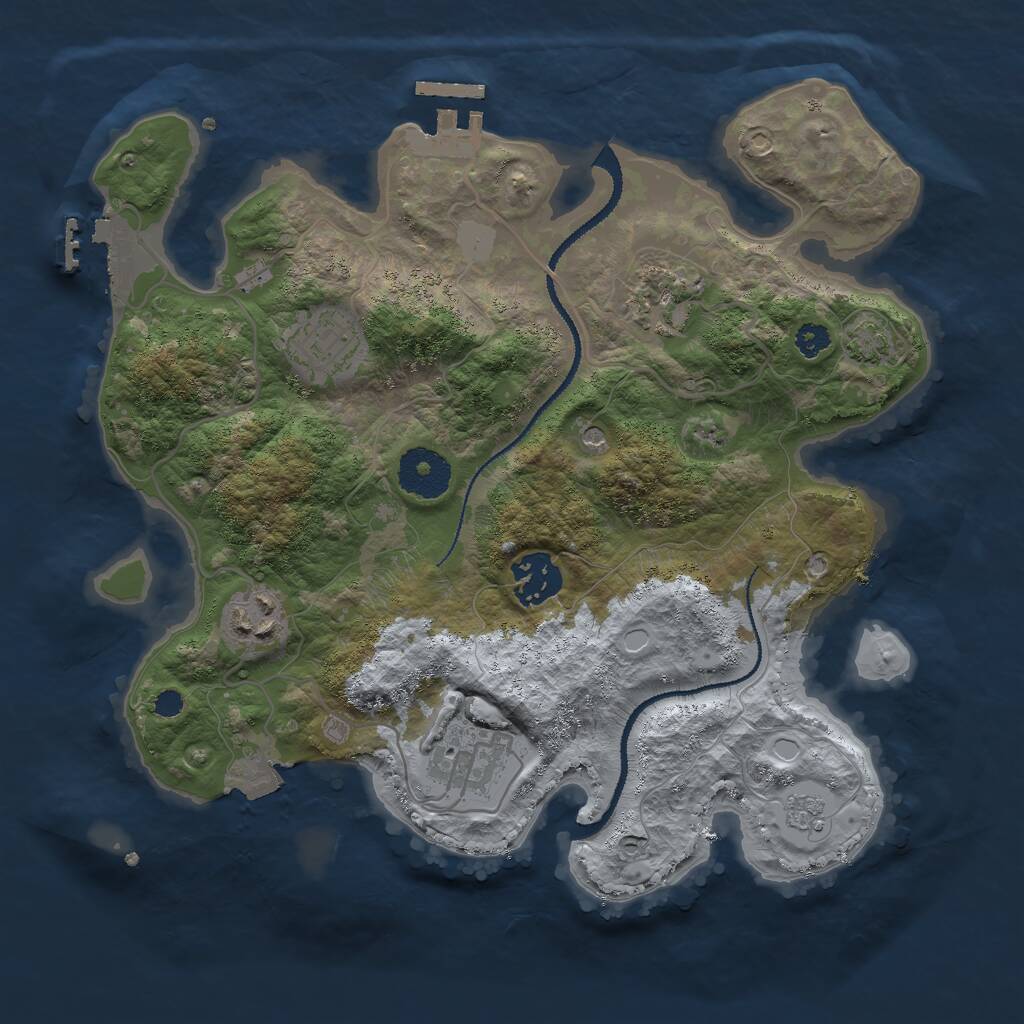 Rust Map: Procedural Map, Size: 3000, Seed: 1126611918, 11 Monuments