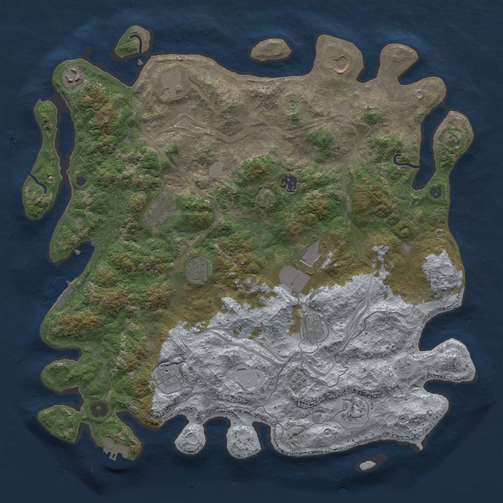 Rust Map: Procedural Map, Size: 4500, Seed: 911302221, 20 Monuments