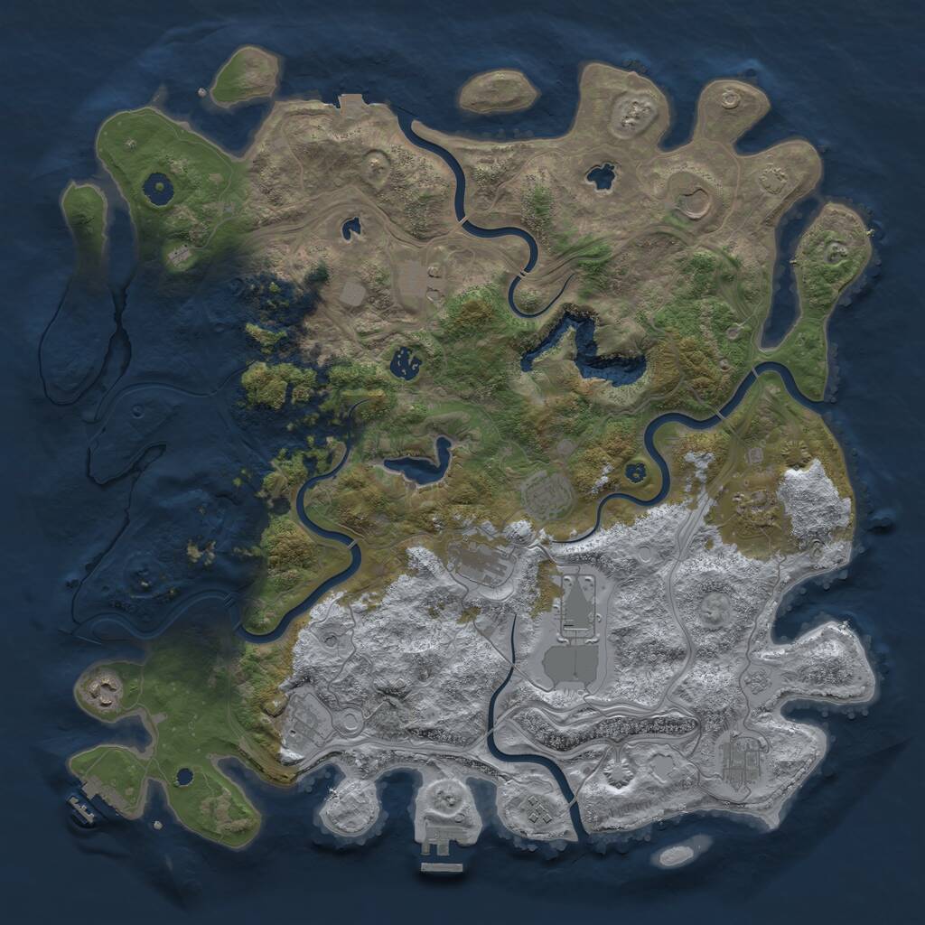 Rust Map: Procedural Map, Size: 4500, Seed: 911302221, 17 Monuments