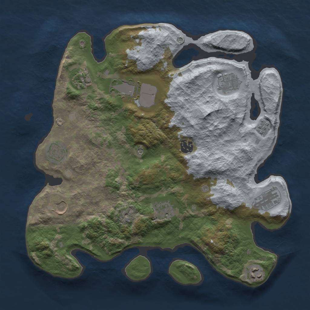 Rust Map: Barren, Size: 3500, Seed: 1111909552, 13 Monuments
