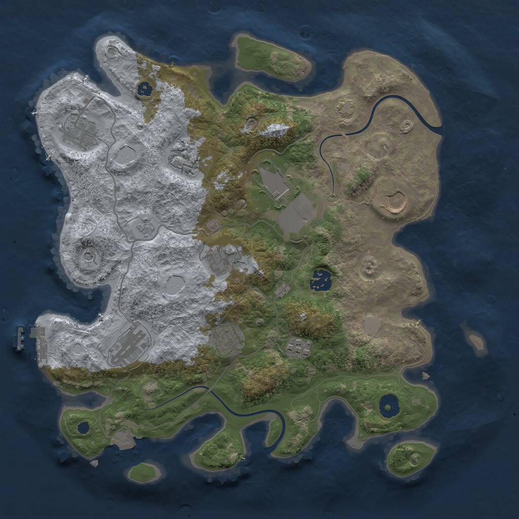 Rust Map: Procedural Map, Size: 3500, Seed: 785248979, 14 Monuments
