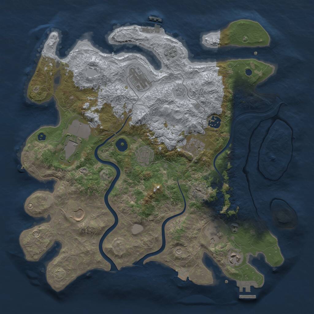Rust Map: Procedural Map, Size: 3850, Seed: 24620428, 15 Monuments