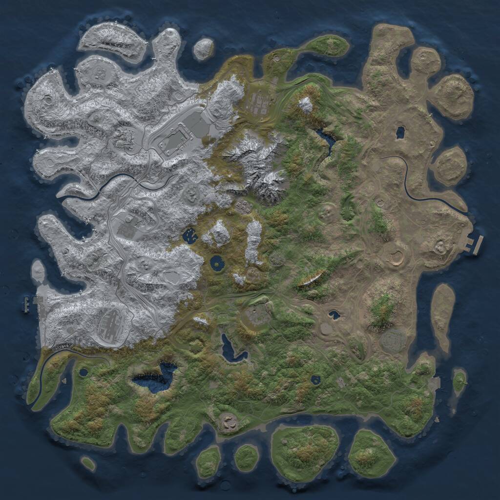Rust Map: Procedural Map, Size: 5000, Seed: 143935933, 17 Monuments