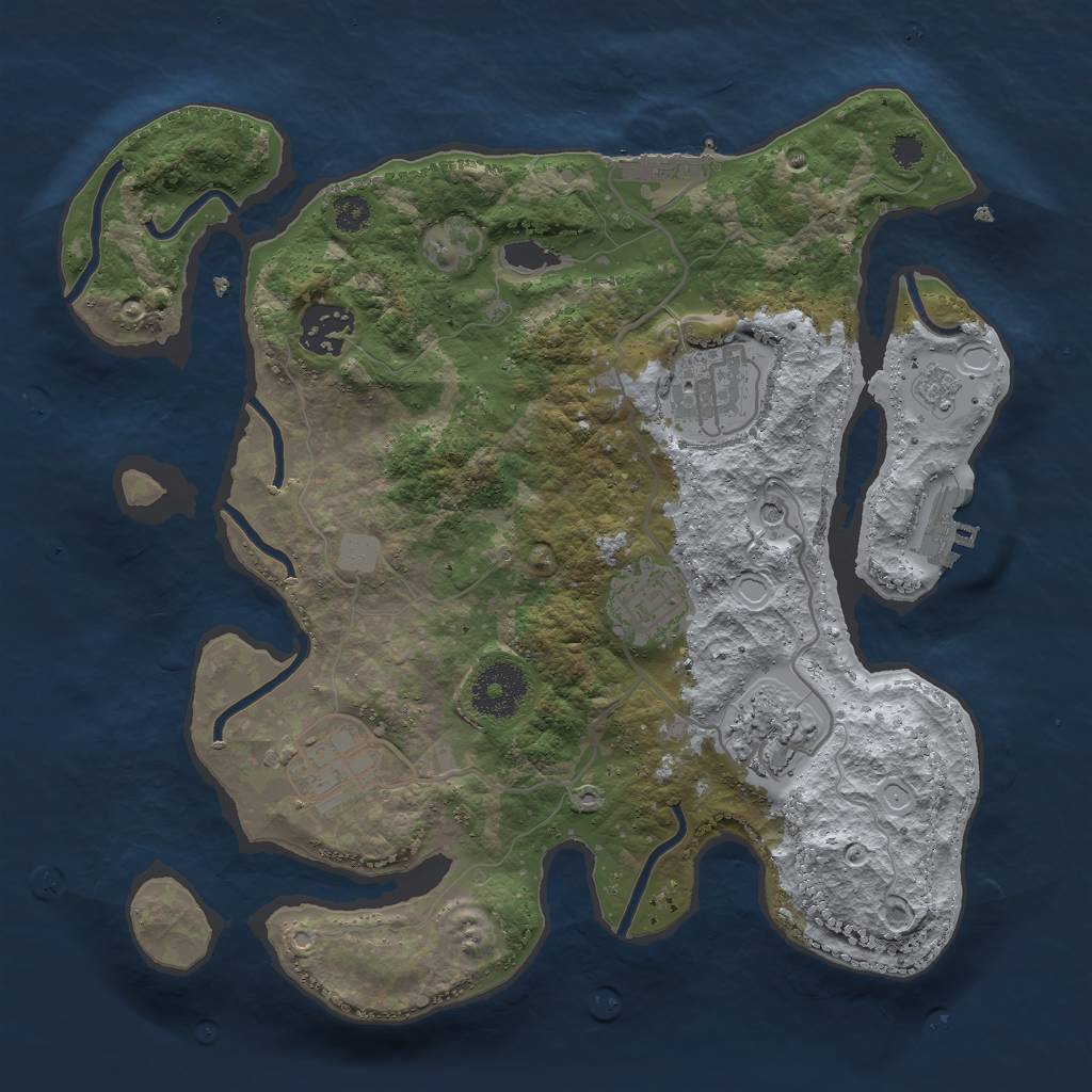 Rust Map: Procedural Map, Size: 3000, Seed: 1623272, 14 Monuments
