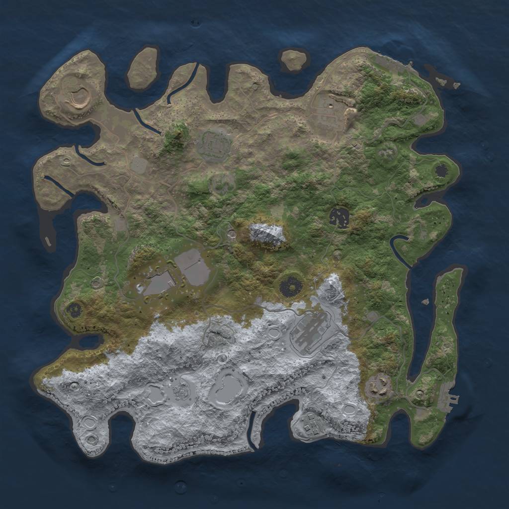 Rust Map: Procedural Map, Size: 3600, Seed: 2041481898, 17 Monuments