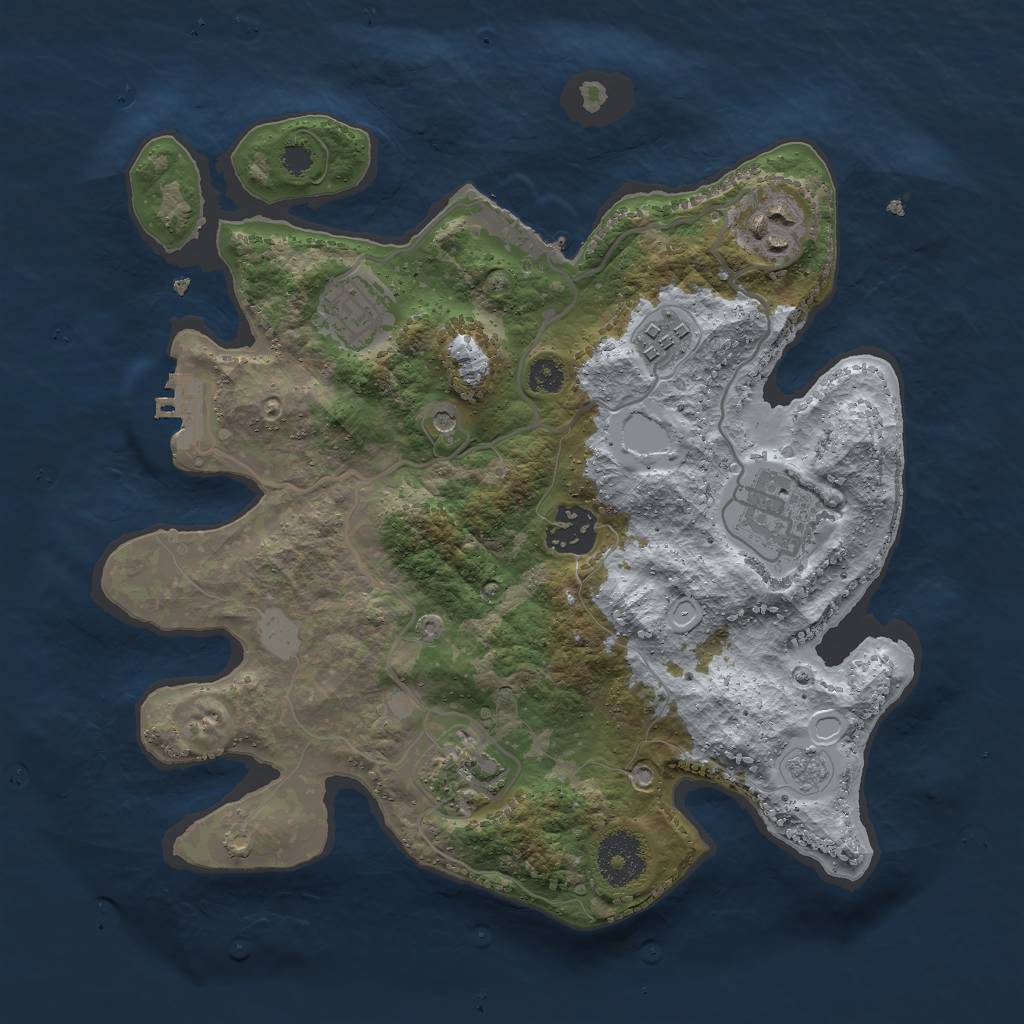Rust Map: Procedural Map, Size: 3000, Seed: 44349, 15 Monuments