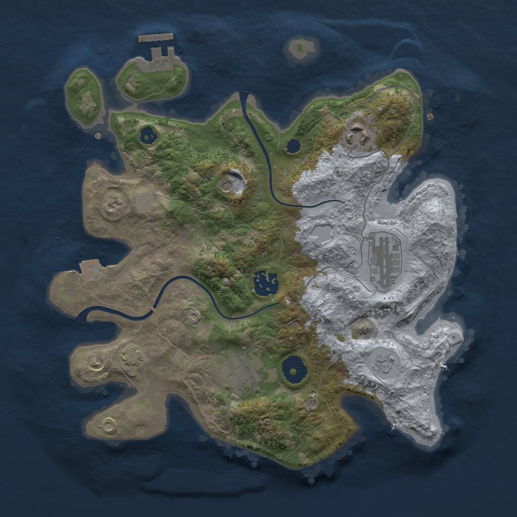 Rust Map: Procedural Map, Size: 3000, Seed: 44349, 9 Monuments