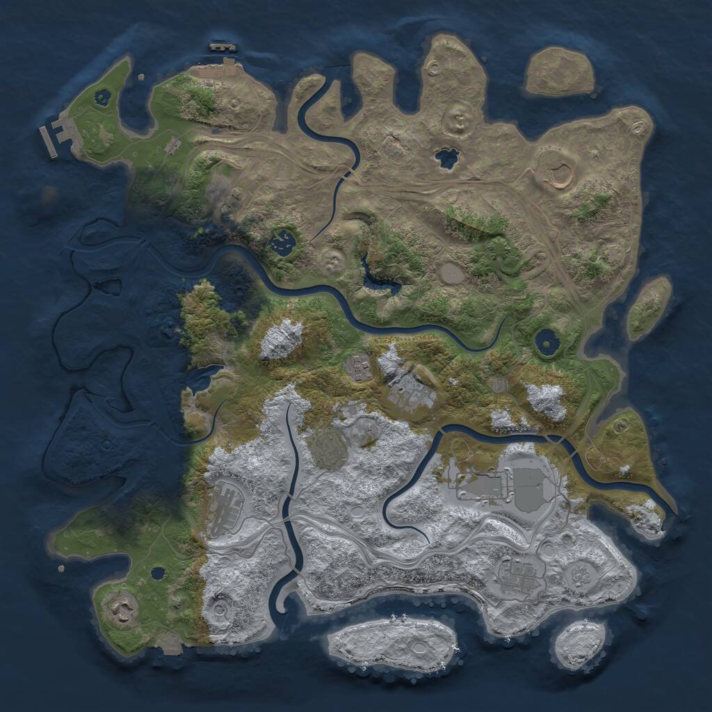 Rust Map: Procedural Map, Size: 4300, Seed: 458121508, 16 Monuments
