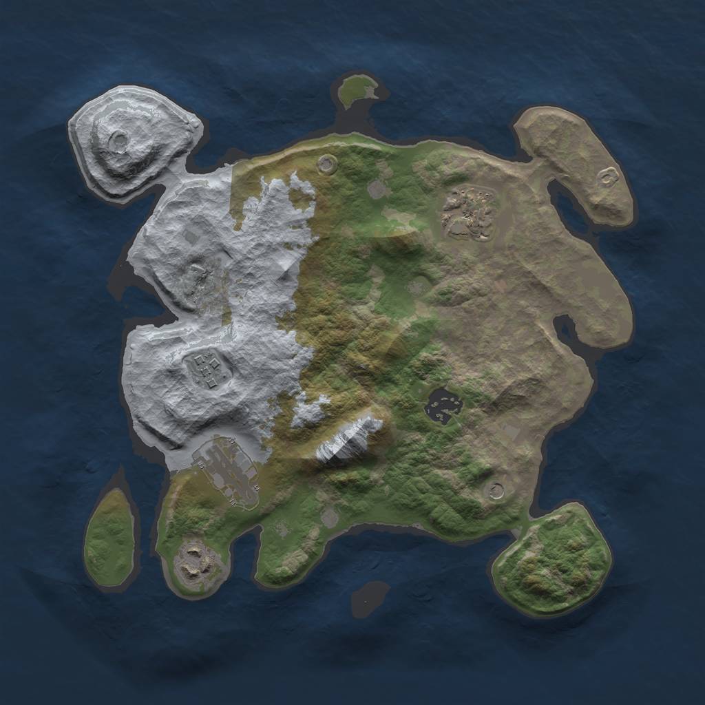 Rust Map: Barren, Size: 3000, Seed: 29815, 8 Monuments